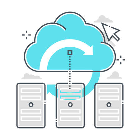 Server related color line vector icon, illustration. The icon is about cloud, hosting, database,...