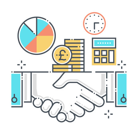 Bankruptcy related color line vector icon, illustration. The icon is about money, economy, scissors, tax, contamination, epidemic. The composition is infinitely scalable.のイラスト素材