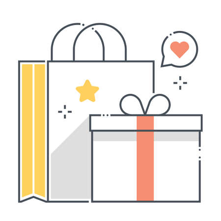 Shopping bag related color line vector icon, illustration. The icon is about commerce, supermarket, online store. The composition is infinitely scalable.のイラスト素材