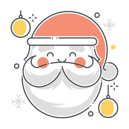 Santa Claus related color line vector icon, illustration. The icon is about new year, festive, seasonal, beard, Christmas. The composition is infinitely scalable.のイラスト素材