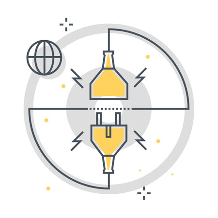 Connection related color line vector icon, illustration. The icon is about cable, socket, router, wire. The composition is infinitely scalable.のイラスト素材