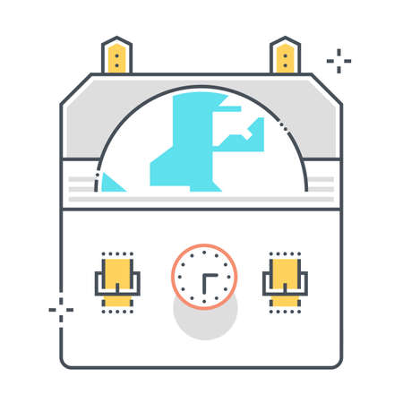 Budget cut related color line vector icon, illustration. The icon is about money box, Piggy bank, banking, accounting, investment, funds. The composition is infinitely scalable.のイラスト素材