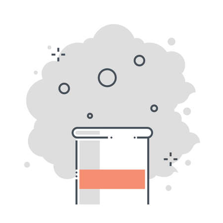 Air pollution related color line vector icon, illustration. The icon is about health, carbon dioxide, pollutants, environment, chimney, smoke. The composition is infinitely scalable.のイラスト素材