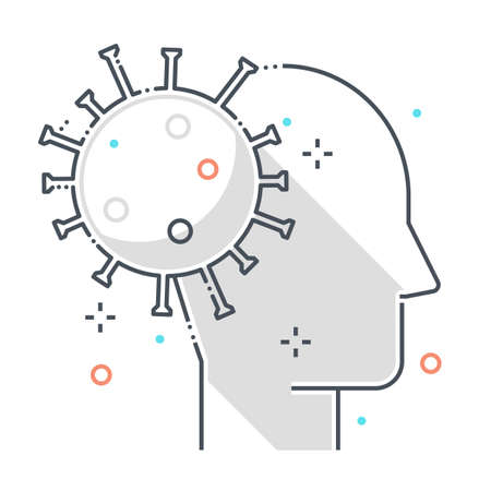 Psychology related color line vector icon, illustration. The icon is about mental health, corona virus, contamination, epidemic. The composition is infinitely scalable.のイラスト素材