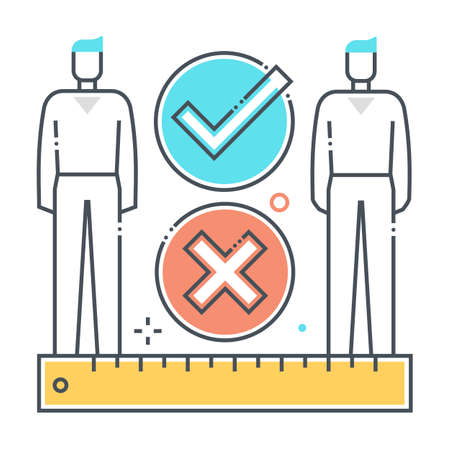 Social distance related color line vector icon, illustration. The icon is about meter, feet, ruler, protection, corona virus, contamination, epidemic. The composition is infinitely scalable.のイラスト素材