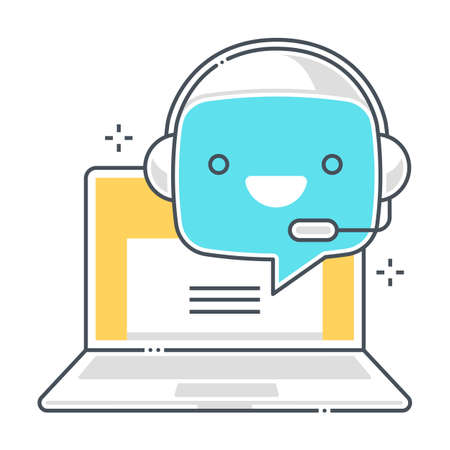Chat bot related, color line, vector icon, illustration set. The set is about machine learning, artificial Intelligence, commerce, Robotics. The composition is infinitely scalable.のイラスト素材