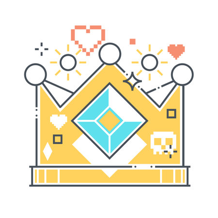 Crown related color line vector icon, illustration. The icon is about king, quality, kingdom, leader, trophy, game. The composition is infinitely scalable.のイラスト素材