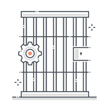 Jail related color line vector icon, illustration. The icon is about prison, punishment, crime, law, legal, penalty.のイラスト素材