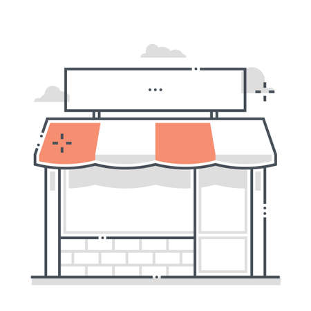 Shop related color line vector icon, illustration. The icon is about property, investment, real estate, rental, immovable. The composition is infinitely scalable.のイラスト素材