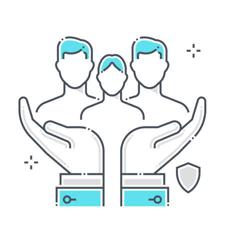 Family protection related color line vector icon, illustration. The icon is about assurance, child, health, life, custody,  health. The composition is infinitely scalable.のイラスト素材