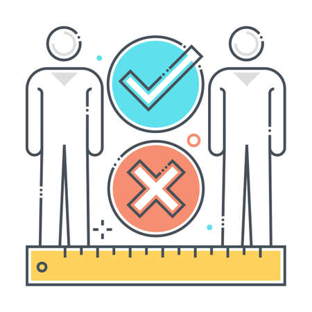 Social distance related color line vector icon, illustration. The icon is about meter, feet, ruler, protection, corona virus, contamination, epidemic. The composition is infinitely scalable.のイラスト素材