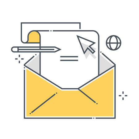 Envelope related color line vector icon, illustration. The icon is about email, letter, mail, message, note, web. The composition is infinitely scalable.のイラスト素材