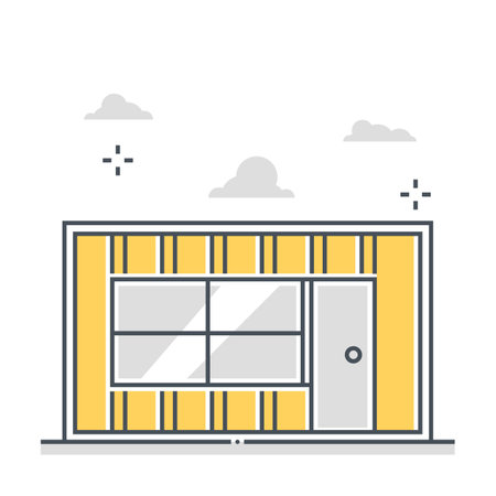 Container house related color line vector icon, illustration. The icon is about property, investment, real estate, rental, immovable. The composition is infinitely scalable.のイラスト素材