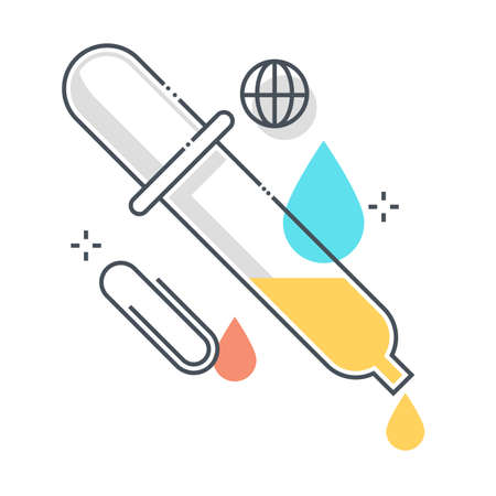 Color picker related color line vector icon, illustration. The icon is about eye dropper, palette. The composition is infinitely scalable.のイラスト素材