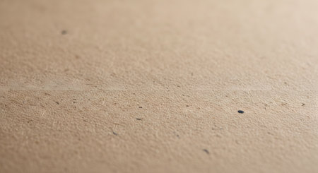A detailed macro photograph of a brown paper surface, showing the fine texture and fibers of the material. This minimalist, neutral background is ideal for concepts related to recycling, crafts, packaging, and natural materials, with a soft, shallow depth of field.の素材