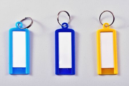 set of colorful keyrings to write down information