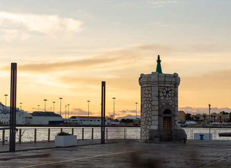 City Pier view from the harbor at sunset.のeditorial素材