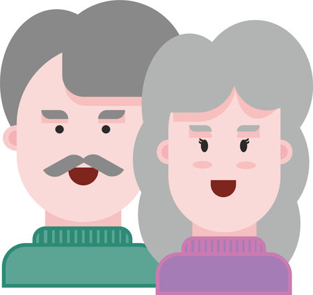 flat design illustration of a couple of elderly people male and femaleの写真素材