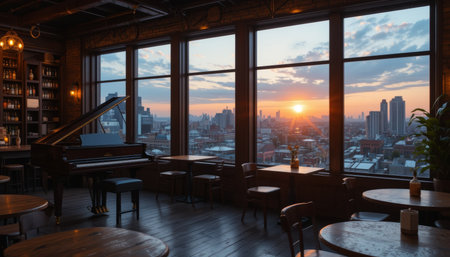 Sunset Piano Bar A Serene and Cozy Atmosphereの素材