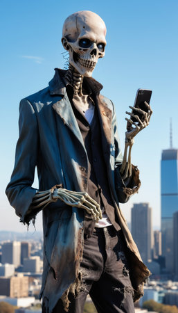 Digital Decay â Skeleton Using Smartphoneの写真素材