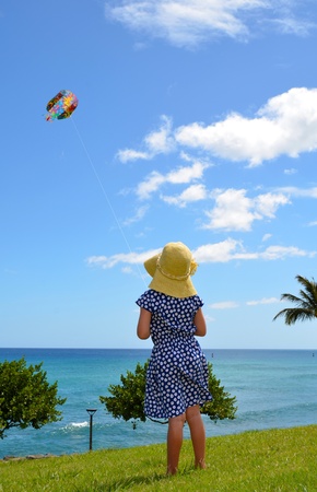 A Child Flying A Kite In A Parkの写真素材