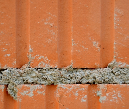 Construction Detail Of A Brick Wall With Mortarの写真素材