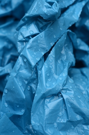 Abstract Background Texture Of Wet Blue Plastic Sheetingの写真素材