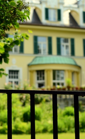 Conceptual Image Of Protective Fence Around An Exclusive Luxury Homeの写真素材