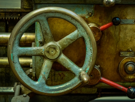 Detail Of A Vintage Industrial Metal Working Lathe