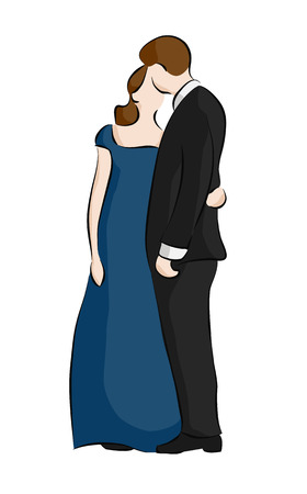 Illustration Of A Couple Kissing In Formal Evening Wearの写真素材