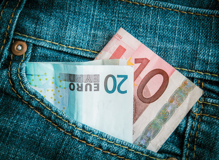 Euro Money In Jeans Pocketの写真素材