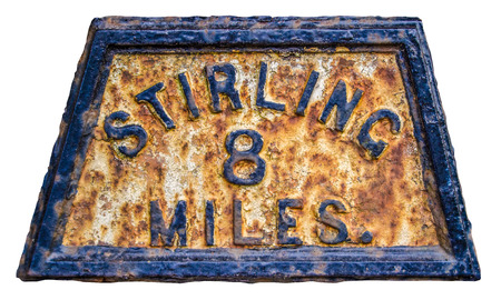 Old Fashioned Rusty Mile Marker For Stirling In Scotlandの写真素材