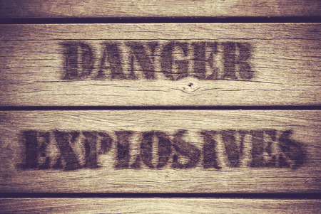 A Retro Grungy Crate Labelled With Danger Explosivesの写真素材
