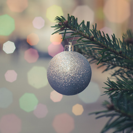 Retro Pastel Filtered Christmas Tree Decorationの写真素材