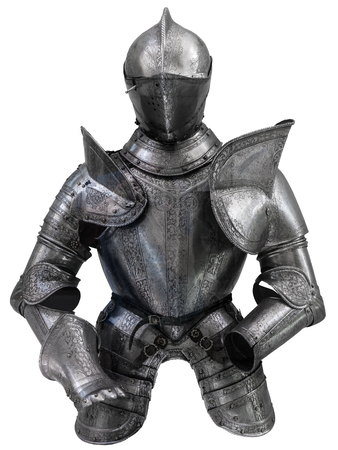 Isolated European Medieval Suit Of Armour (Armor) With Helmetの写真素材