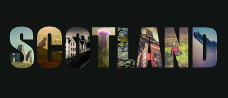 Postcard Style Design For Scotland With Images Of Nature And Cityの写真素材