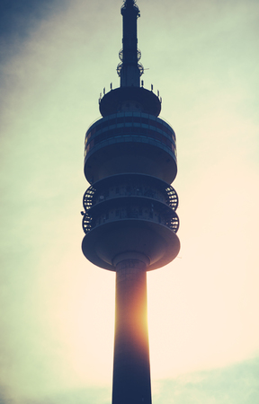 Retro Telecommunications Tower Against A Setting Sun