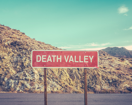 A Sign For Death Valley In The Desert Wildernessの写真素材