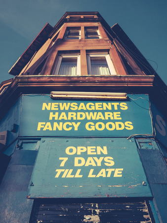Recession Image Of Grungy Corner Shop Or Store In A British City (Glasgow)の写真素材