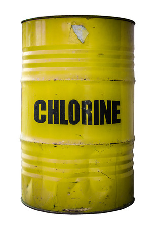 An Isolated Yellow Barrel Of The Dangerous Chemical Chlorineの写真素材