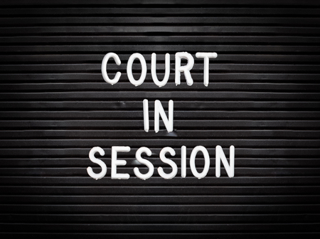 Legal Image Of A Retro Court In Session Sign At A Courthouseの写真素材