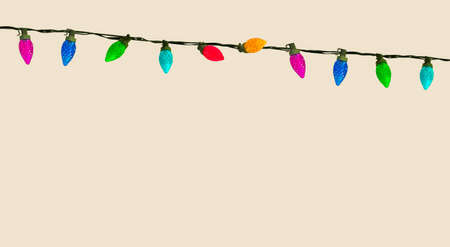 A Set Of Isolated Colorful Christmas Or Party Lights With Copy Spaceの写真素材