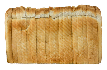 Isolated Loaf Of White Sliced Bread On A White Backgroundの写真素材