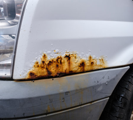 Surface Rust On The Bodywork Of A White Van Or Truckの写真素材
