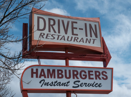 Retro Vintage Sign For A Drive-In Restaurant In The USAの写真素材