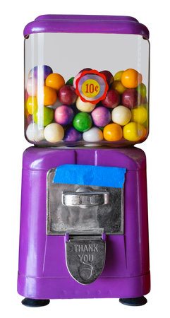 Isolated Retro Vintage Gumball Machine On A White Backgroundの写真素材