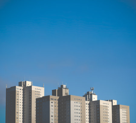 A Collection Of Social Housing Tower Blocks In Glasgow, With Copy Spaceの写真素材