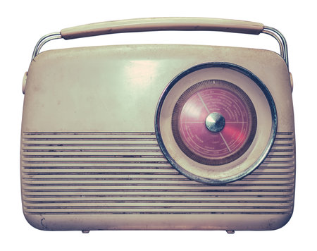 A intage Retro Radio Or 'Wireless' From The UK, On A White Backgroundの写真素材