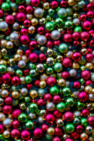A Background Texture Of Christmas Bauble Decorationsの写真素材