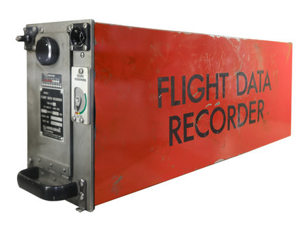 Bright Orange Flight Data Recorder, AKA 'Black Box', Used In Aircraft Safety Investigations. Isolated On A White Backgroundの写真素材